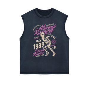 Always Running Graphic Sleeveless Faded Tee-INNBLAC Fashion Apparel