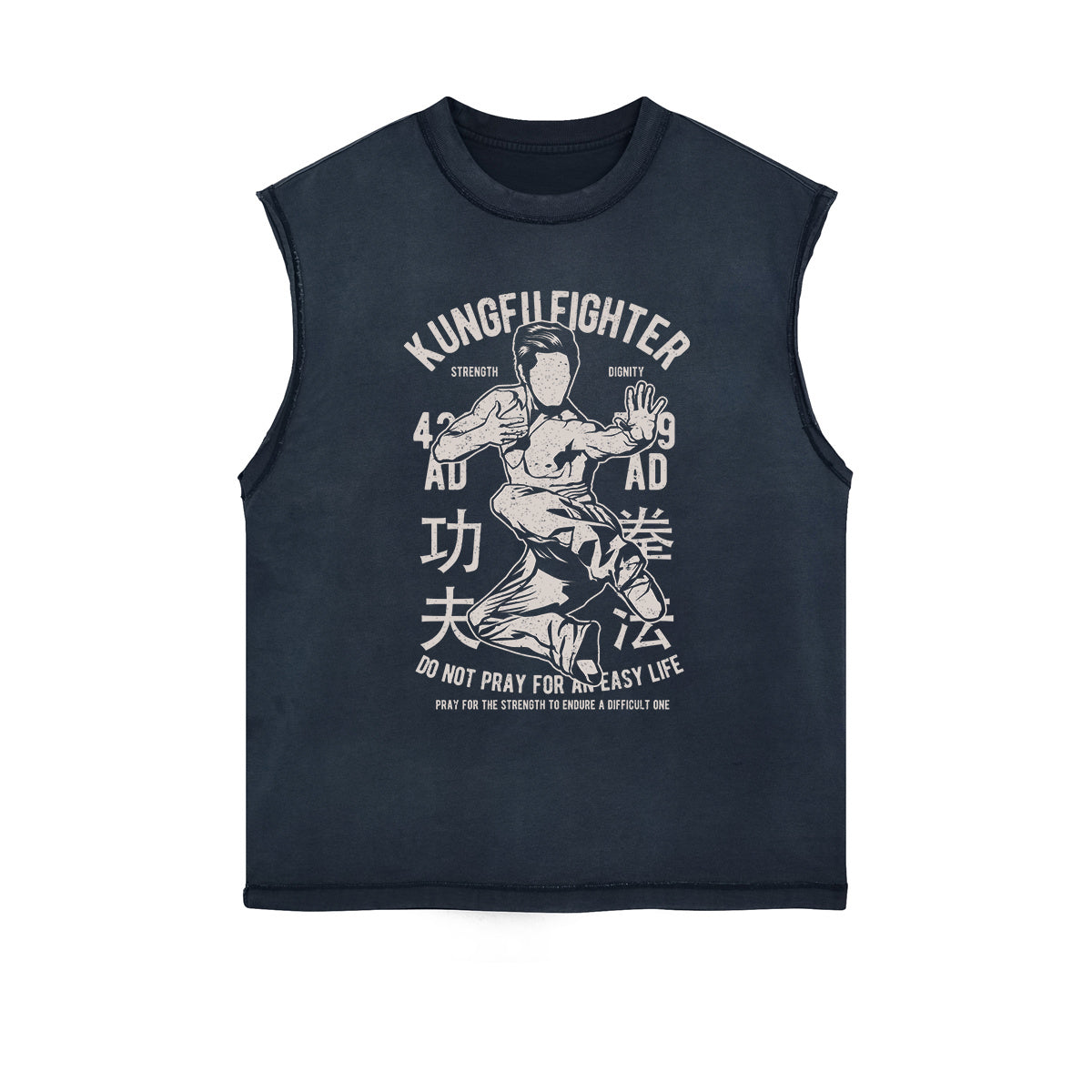 Kungfu Fighter Vintage Sleeveless Tee-INNBLAC Fashion Apparel