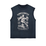 Kungfu Fighter Vintage Sleeveless Tee-INNBLAC Fashion Apparel