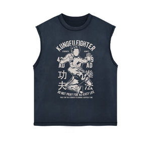 Kungfu Fighter Vintage Sleeveless Tee-INNBLAC Fashion Apparel