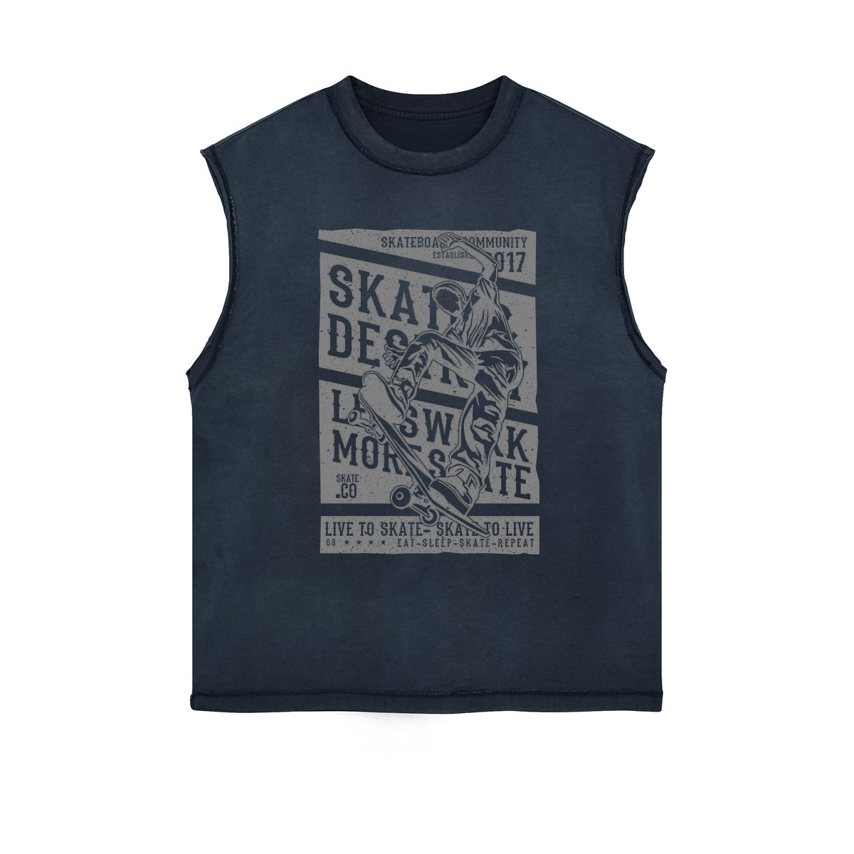 Live To Skate Cutoff Faded Tshirt-INNBLAC Fashion Apparel