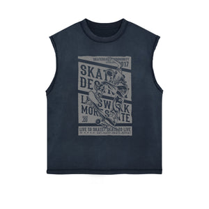 Live To Skate Cutoff Faded Tshirt-INNBLAC Fashion Apparel