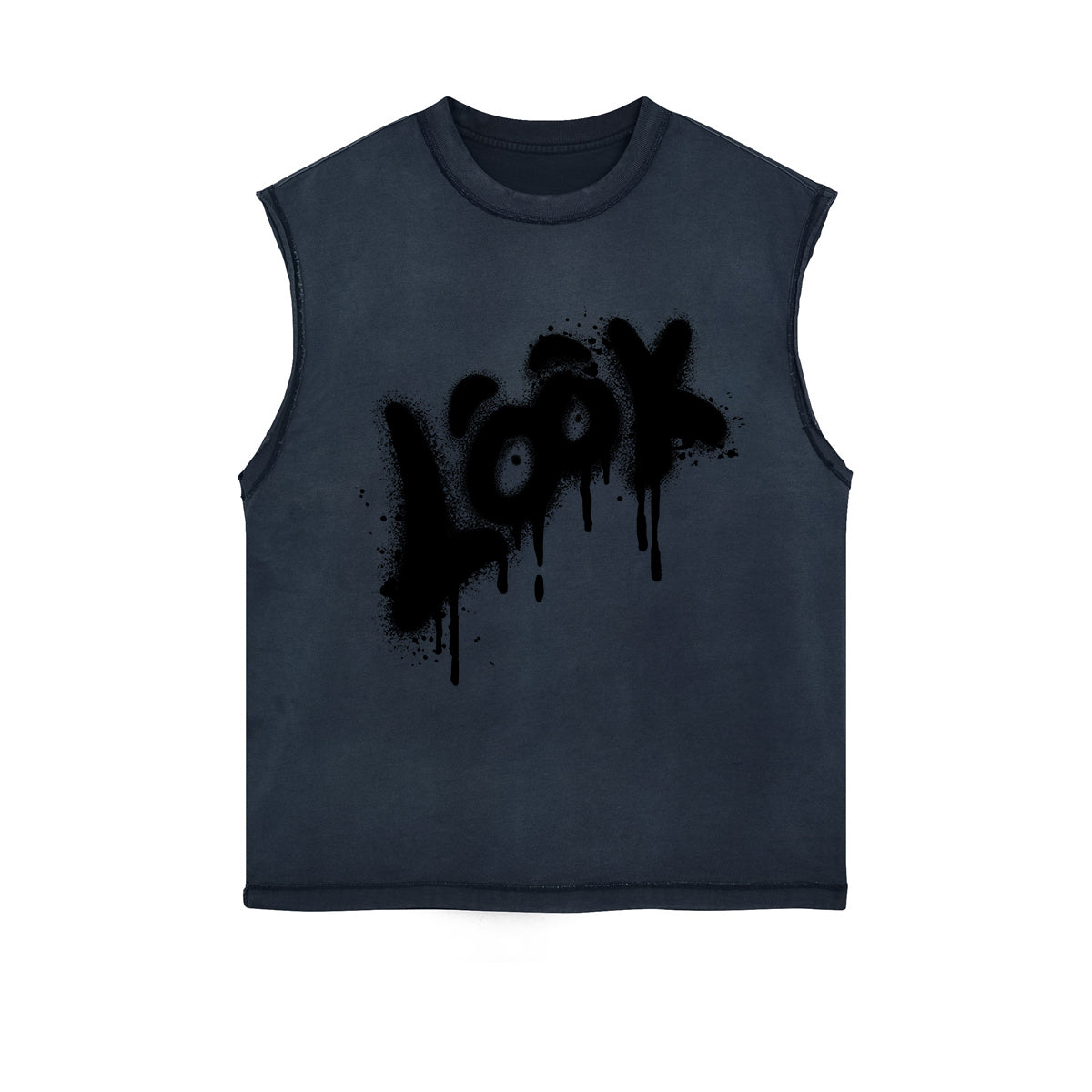 LOOK Funny Graphic Cutoff Faded Tee-INNBLAC Fashion Apparel