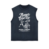 Never Give Up Sleeveless Graphic Tee-INNBLAC Fashion Apparel