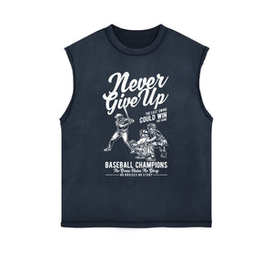 Never Give Up Sleeveless Graphic Tee-INNBLAC Fashion Apparel