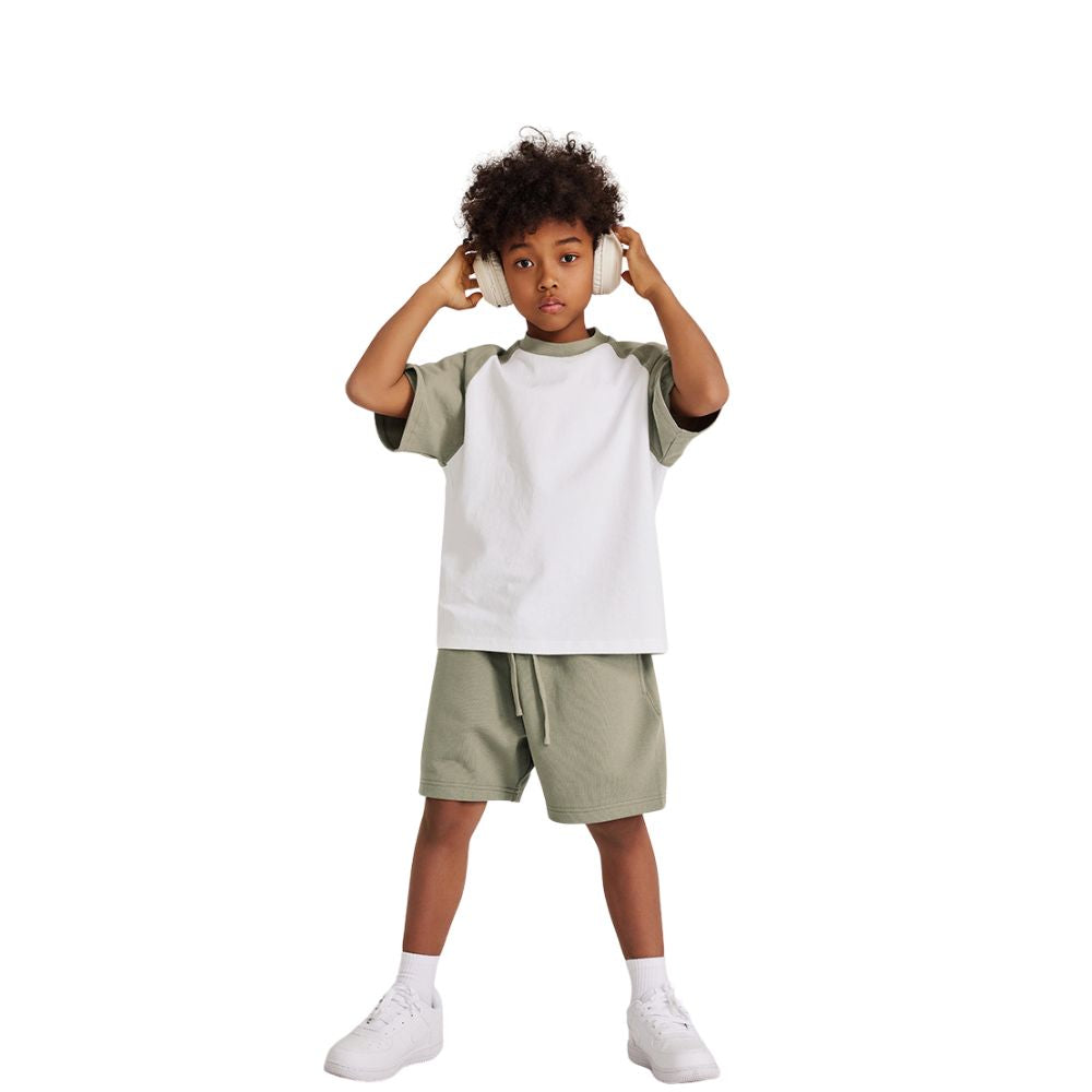 Children's Contrast Raglan Sleeve Tee-INNBLAC Fashion Apparel