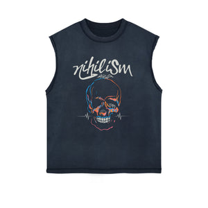 Neon Skull Sleeveless Graphic Tee-INNBLAC Fashion Apparel