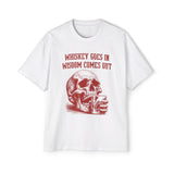 Skull Whiskey Goes In Wisdom Graphic Tee-INNBLAC Fashion Apparel