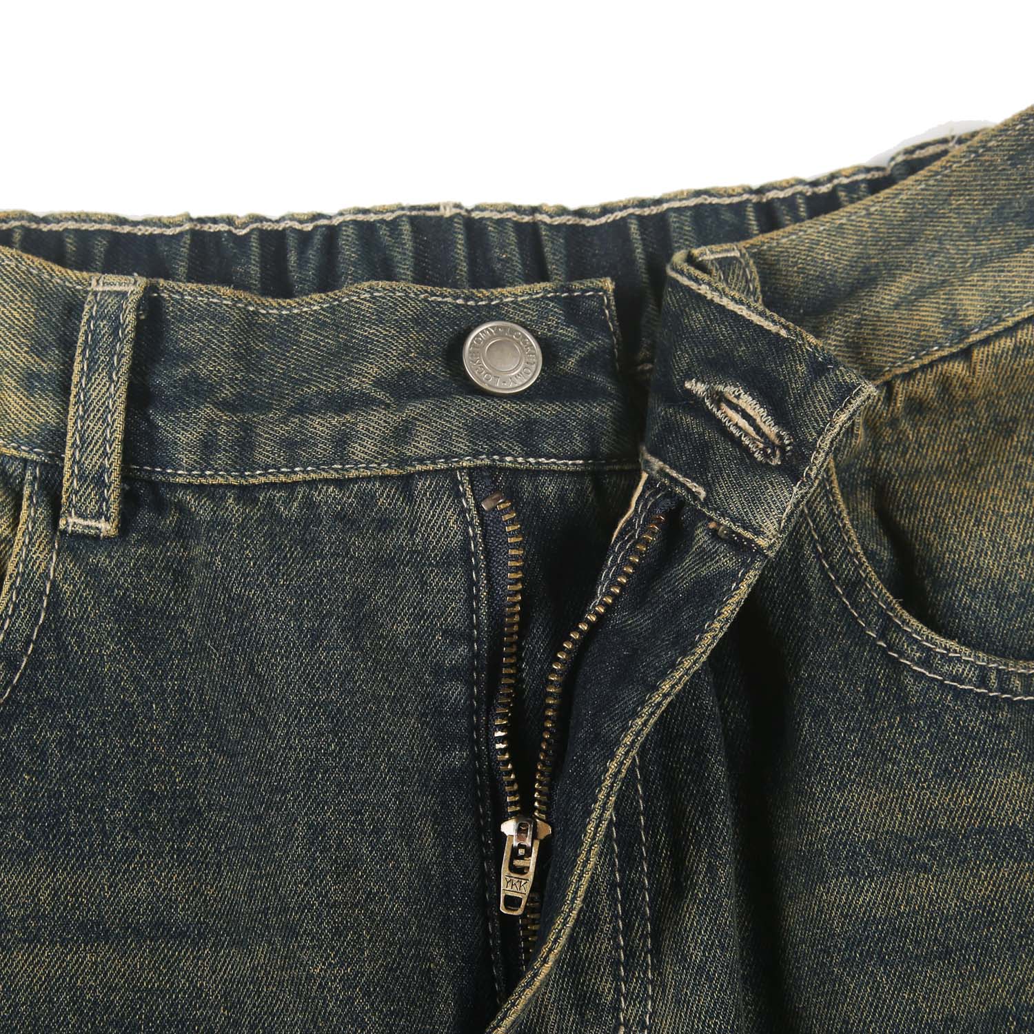 Faded Whiskers Bootcut Denim Jeans Men Baggy Wash Denim Faded Whiskers Bootcut Denim Jeans Men Baggy Wash Denim