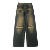 Heavy Wash Ripped Baggy Jeans-INNBLAC Fashion Apparel