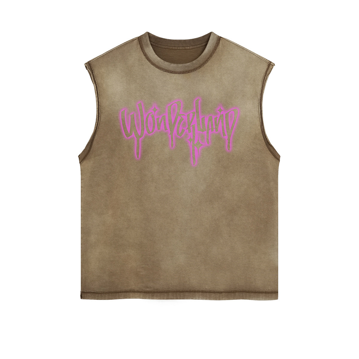 Neon Pink Graffiti Graphic Sleeveless Faded Tee-INNBLAC Fashion Apparel