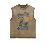 Mixed Martial Arts Retro Graphic Sleeveless Faded Tee-INNBLAC Fashion Apparel