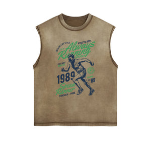 Always Running Graphic Sleeveless Faded Tee-INNBLAC Fashion Apparel