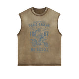 Paris Dakkar Rally Motorcycle Sleeveless Faded Tee-INNBLAC Fashion Apparel