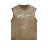 Neon Skull Sleeveless Graphic Tee-INNBLAC Fashion Apparel