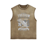 Eagle Retro Graphic Sleeveless Faded Tee-INNBLAC Fashion Apparel