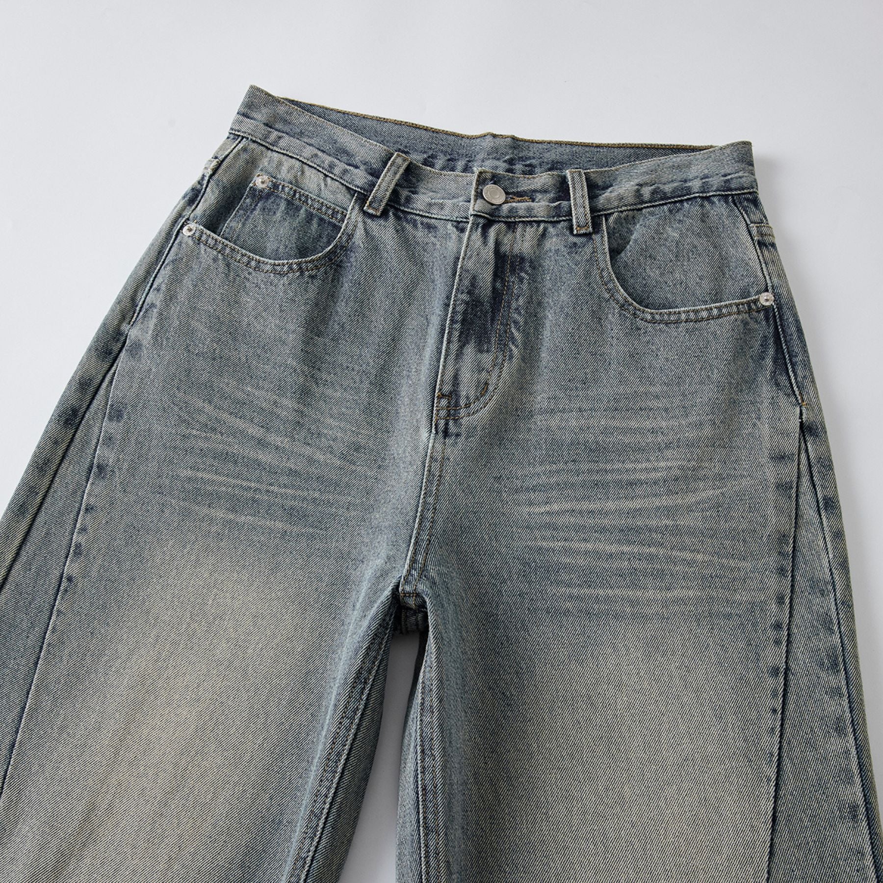 Vintage Washed Raw Hem Bootcut Jeans-INNBLAC Fashion Apparel