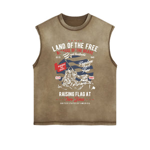 Land Of The Free Graphic Sleeveless Faded Tee-INNBLAC Fashion Apparel