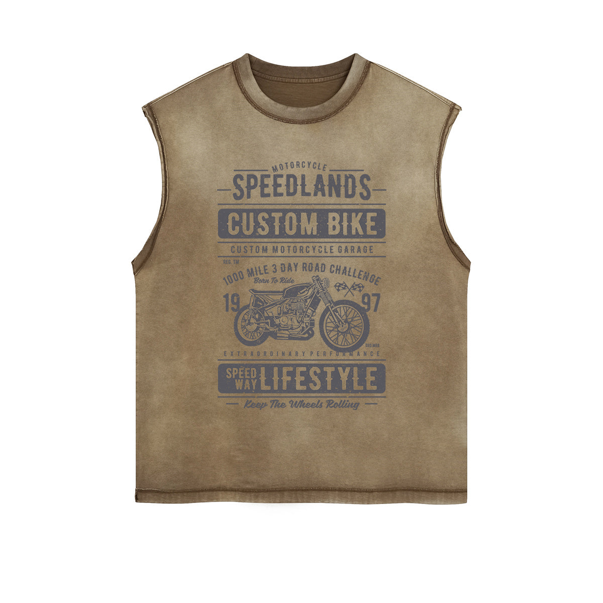 Speedlands Custom Bike Graphic Sleeveless Faded Tee-INNBLAC Fashion Apparel