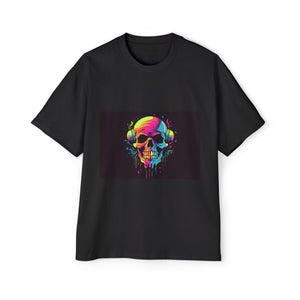 Colorful Skull With Headphones Graphic Tee-INNBLAC Fashion Apparel