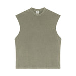 Sleeveless Raw Edge Reverse Tee 8oz