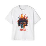 Skull Flame Biker Graphic Tee-INNBLAC Fashion Apparel