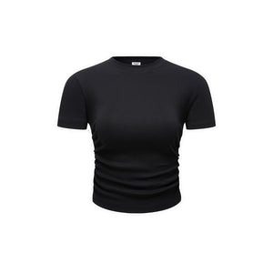 Girl's Solid Color Pleated Waist Tee-INNBLAC Fashion Apparel