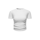 Girl's Solid Color Pleated Waist Tee-INNBLAC Fashion Apparel