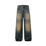 Vintage Wash Whiskers Baggy Jeans-INNBLAC Fashion Apparel