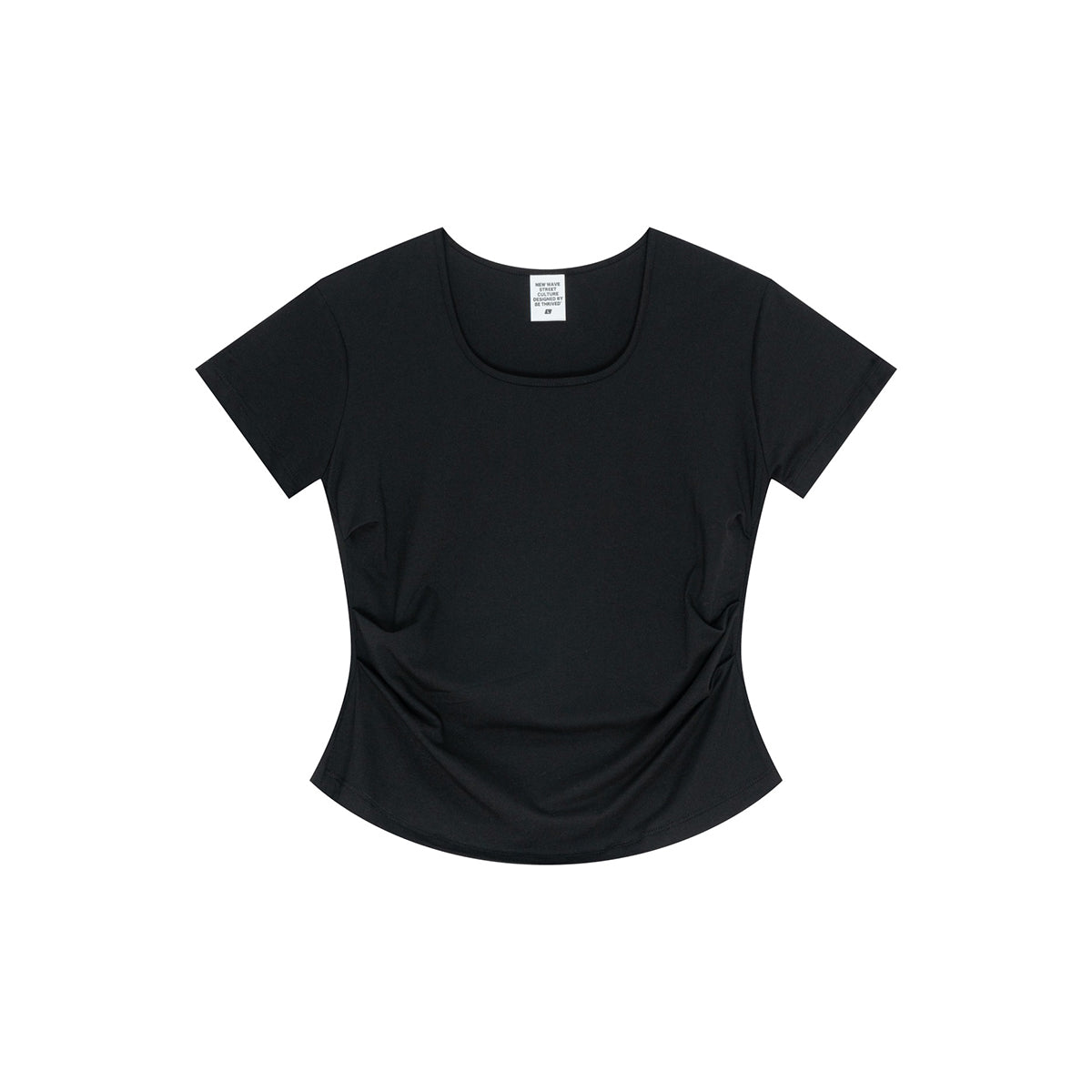 Square Neck Pleated Waist Crop Top 4.5oz-INNBLAC Fashion Apparel