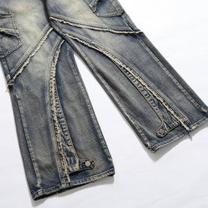 Y2K Fluid Patchwork Jeans-INNBLAC Fashion Apparel