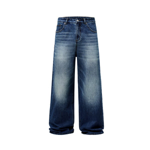 Vintage Wash Whiskers Baggy Jeans-INNBLAC Fashion Apparel