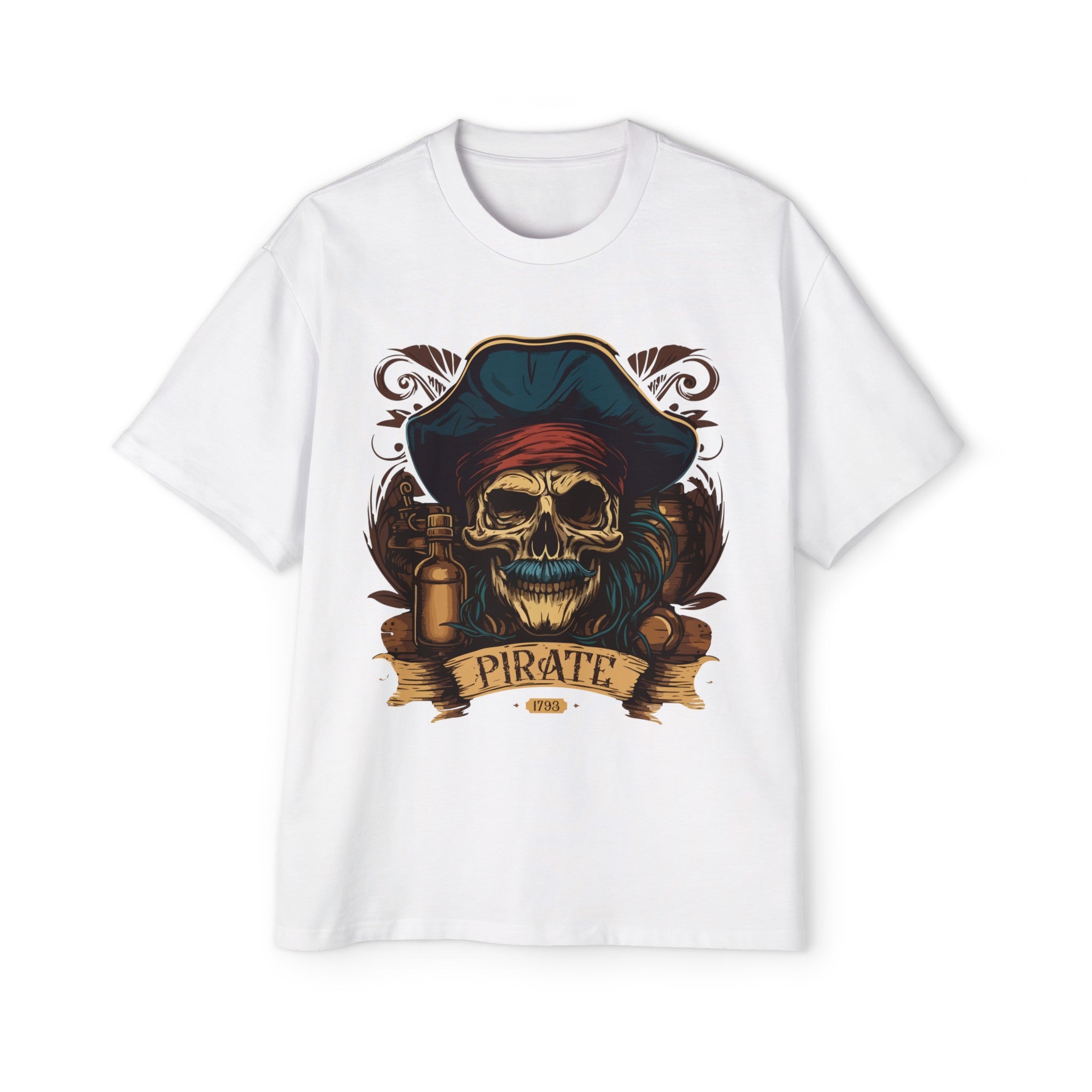 Skull Pirate Rum Graphic Tee-INNBLAC Fashion Apparel