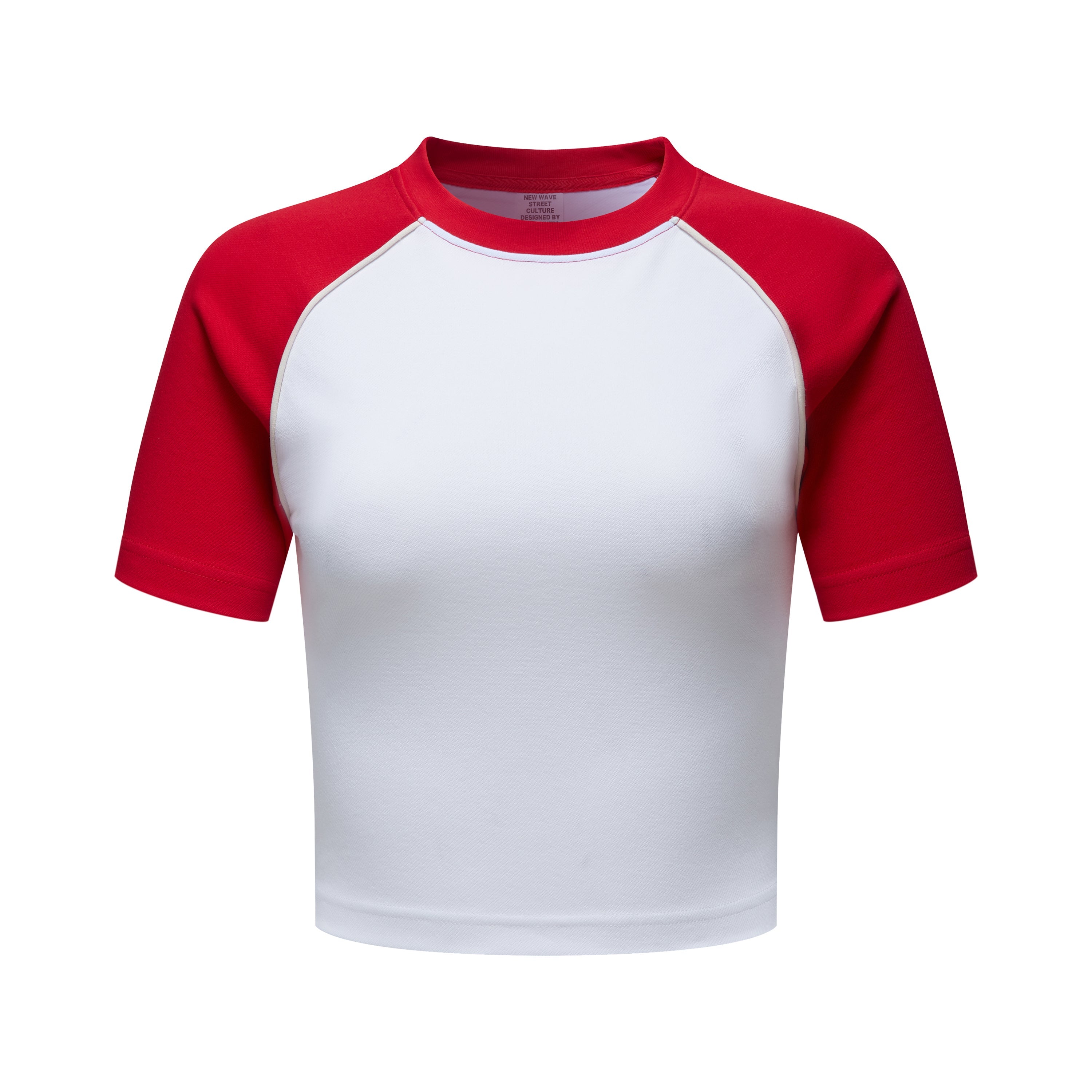 Contrast Raglan Sleeve Crop Top-INNBLAC Fashion Apparel