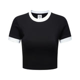 Crew Neck Contrast Colors Crop Top-INNBLAC Fashion Apparel