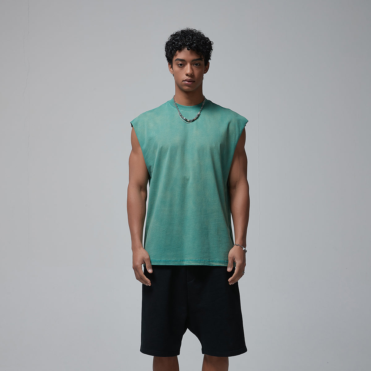 Acid Wash Sleeveless T Shirt 7.3oz-INNBLAC