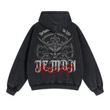 Skull Graphic Acid Wash Hoodie-INNBLAC Fashion Apparel