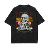 Heavyweight Washed Skull Graphic Tee-INNBLAC Fashion Apparel