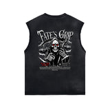 Washed Skull Graphic Sleeveless Tee-INNBLAC Fashion Apparel