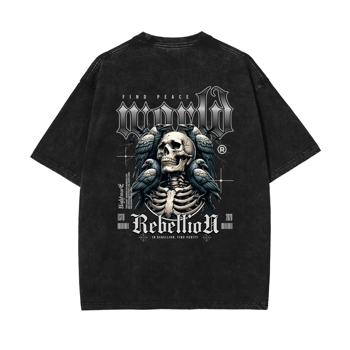 Heavyweight Washed Skull Graphic Tee-INNBLAC Fashion Apparel