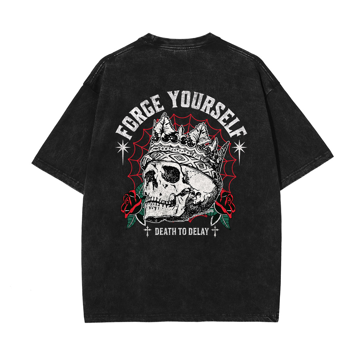 Heavyweight Washed Skull Graphic Tee-INNBLAC Fashion Apparel