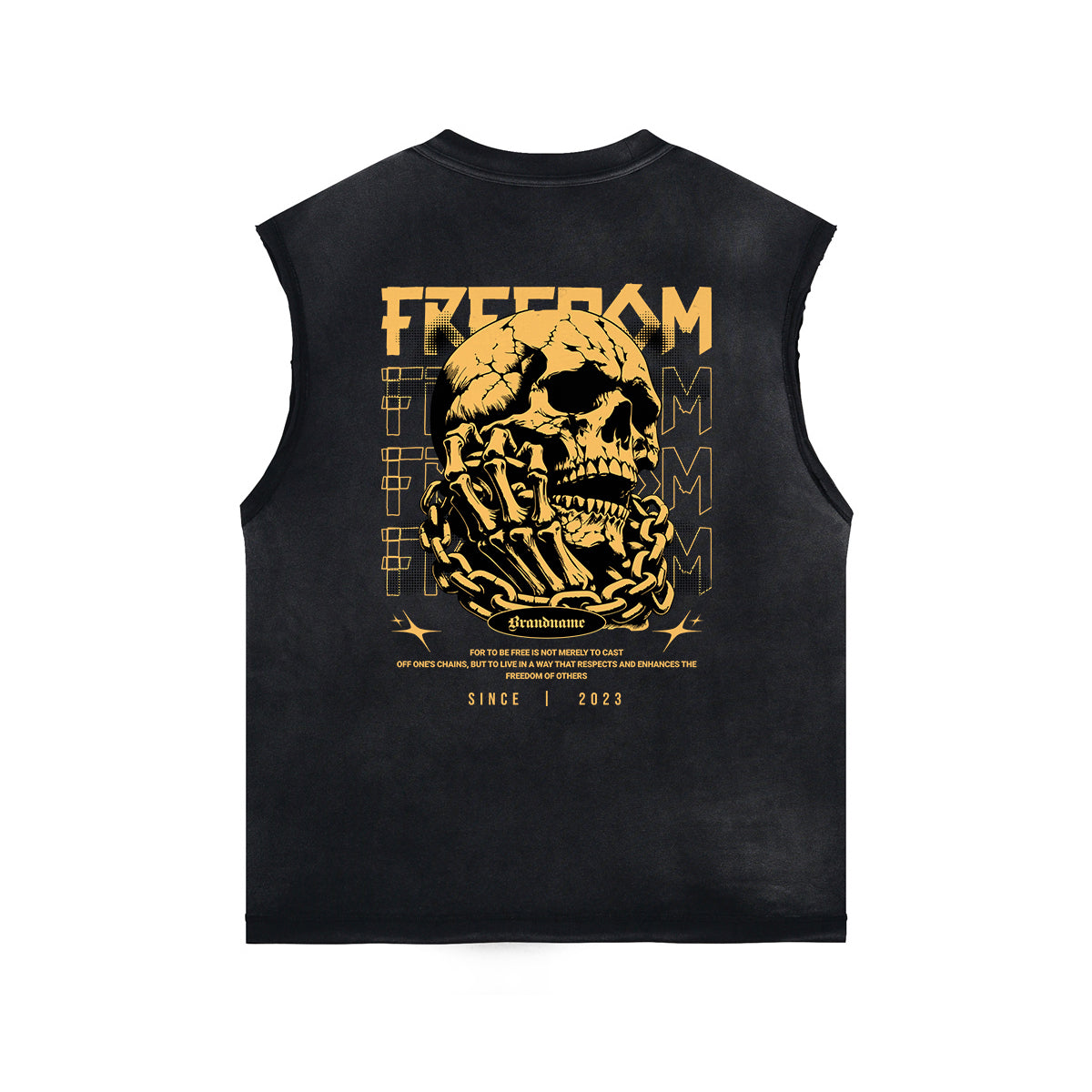 Washed Skull Graphic Sleeveless Tee-INNBLAC Fashion Apparel