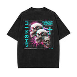 Heavyweight Washed Skull Graphic Tee-INNBLAC Fashion Apparel