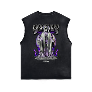 Washed Skull Graphic Sleeveless Tee-INNBLAC Fashion Apparel