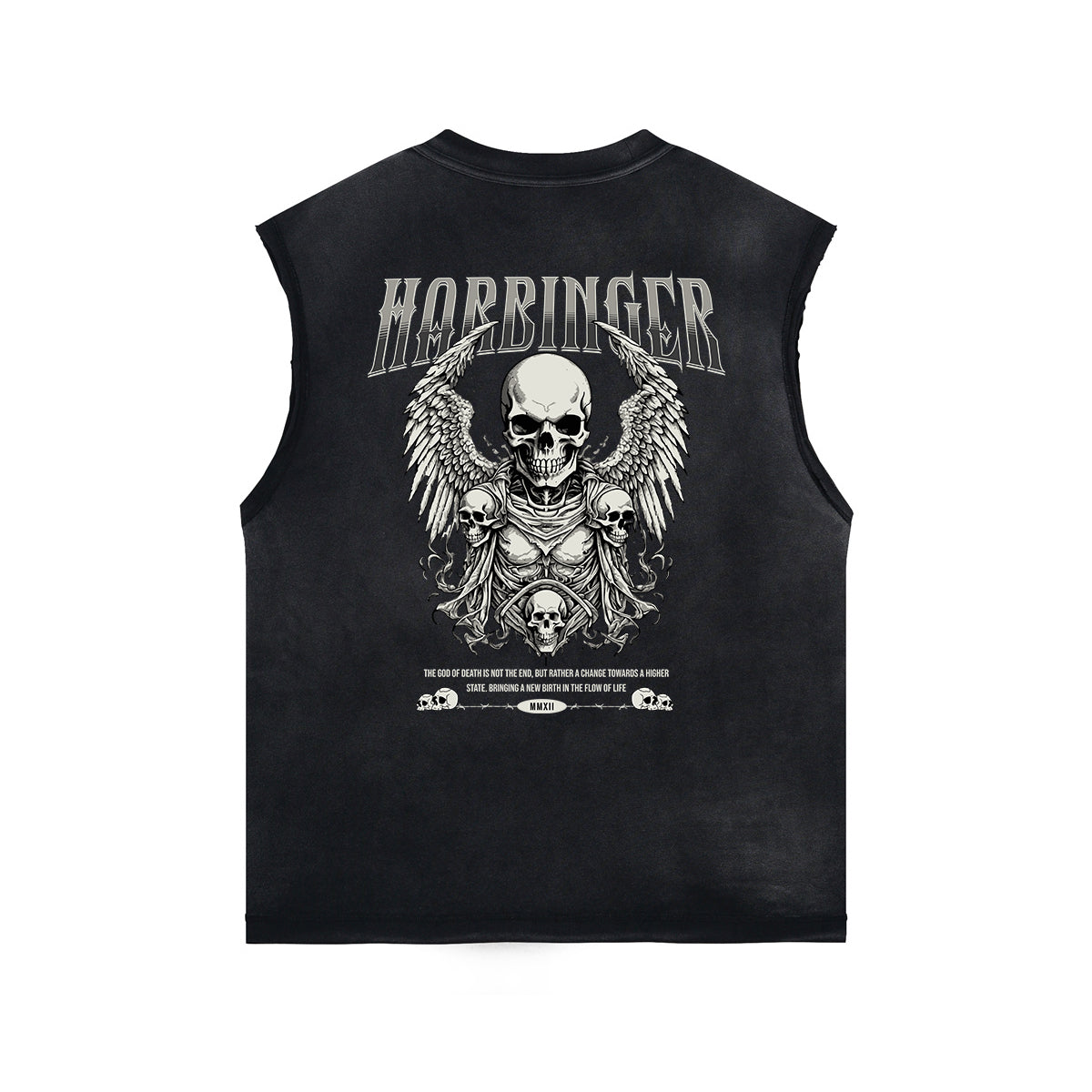 Skull Graphic Washed Oversized Sleeveless Tee-INNBLAC Fashion Apparel