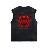 Skull Graphic Washed Oversized Sleeveless Tee-INNBLAC Fashion Apparel