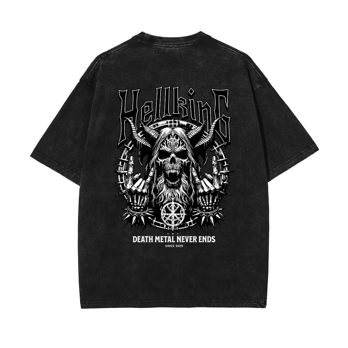 Skull Graphic Washed Oversized Tee-INNBLAC Fashion Apparel