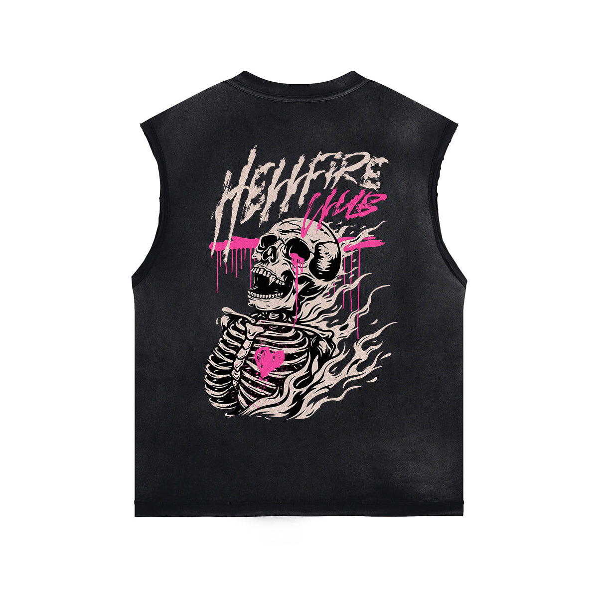 Skull Graphic Washed Oversized Sleeveless Tee-INNBLAC Fashion Apparel