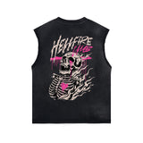 Skull Graphic Washed Oversized Sleeveless Tee-INNBLAC Fashion Apparel