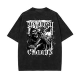 Skull Graphic Washed Oversized Tee-INNBLAC Fashion Apparel